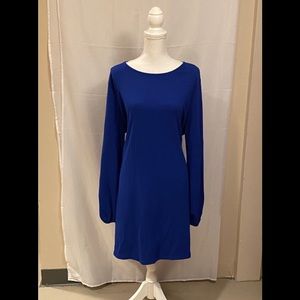 Haute Couture Royal Blue Dress With Bell Sleeves